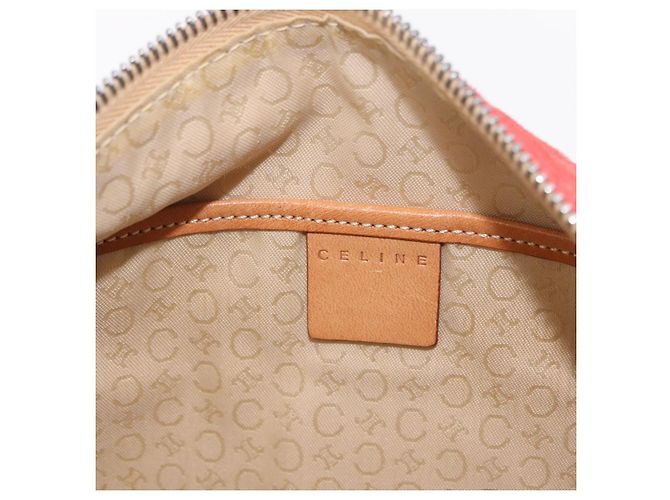 Céline Bolso de hombro CELINE C Macadam Gamuza Rojo Plata Auth BA16141 Roja - vista 23