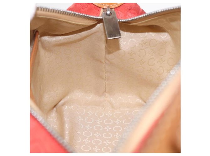 Céline Bolso de hombro CELINE C Macadam Gamuza Rojo Plata Auth BA16141 Roja - vista 25