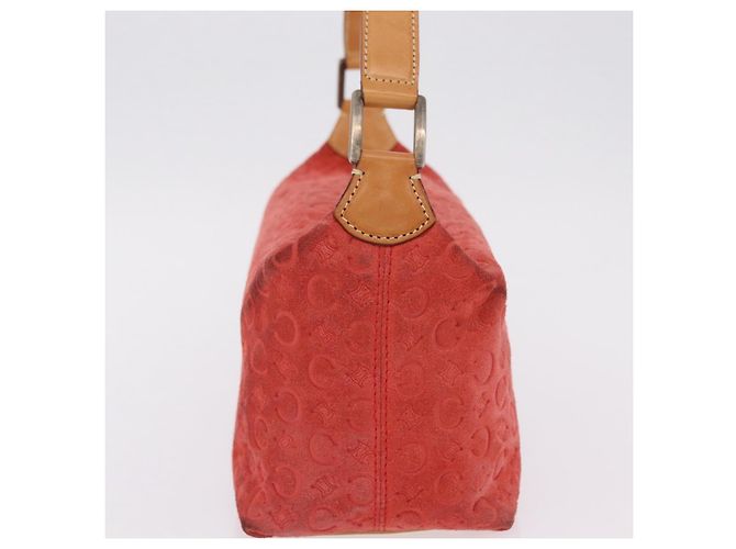 Céline Bolso de hombro CELINE C Macadam Gamuza Rojo Plata Auth BA16141 Roja - vista 4