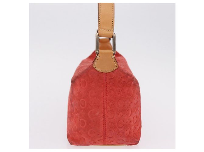 Céline Bolso de hombro CELINE C Macadam Gamuza Rojo Plata Auth BA16141 Roja - vista 5