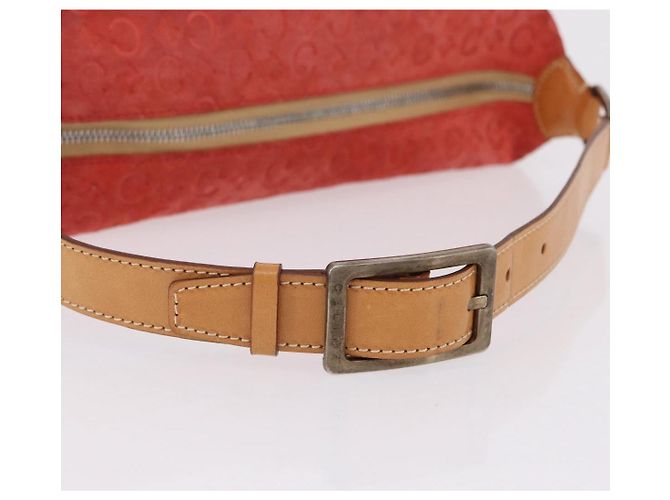 Céline Bolso de hombro CELINE C Macadam Gamuza Rojo Plata Auth BA16141 Roja - vista 8
