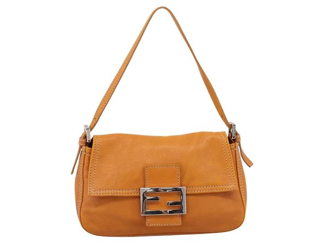 Bolsa de Ombro FENDI Mamma Baguette em Couro Marrom Prata Auth ep16384A - vista 13