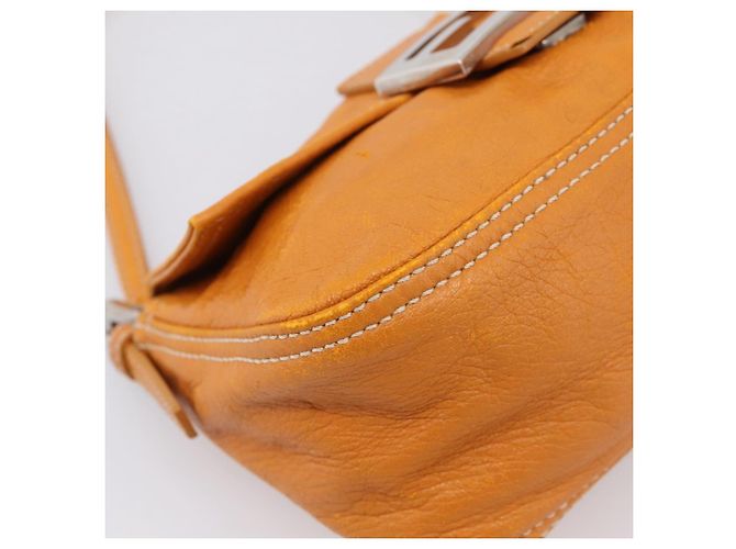 Bolsa de Ombro FENDI Mamma Baguette em Couro Marrom Prata Auth ep16384A - vista 16