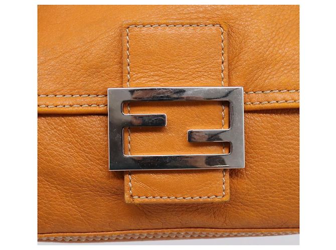 Bolsa de Ombro FENDI Mamma Baguette em Couro Marrom Prata Auth ep16384A - vista 19