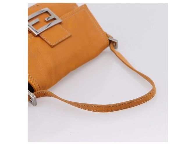 Bolsa de Ombro FENDI Mamma Baguette em Couro Marrom Prata Auth ep16384A - vista 7