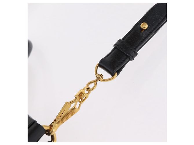 Bolsa de mão Miu Miu em couro 2way Preta Dourada Auth 167738SAM Preto Dourado - vista 16