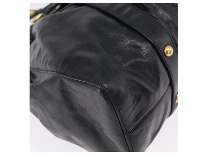 Bolsa de mão Miu Miu em couro 2way Preta Dourada Auth 167738SAM Preto Dourado - vista 17