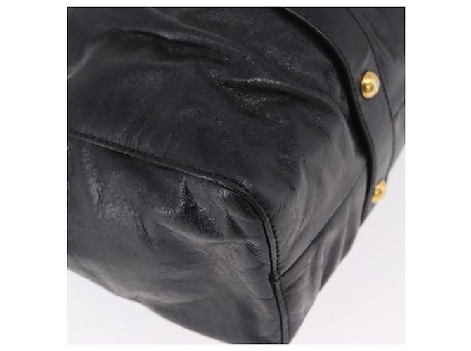 Bolsa de mão Miu Miu em couro 2way Preta Dourada Auth 167738SAM Preto Dourado - vista 19