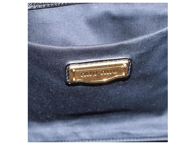 Bolsa de mão Miu Miu em couro 2way Preta Dourada Auth 167738SAM Preto Dourado - vista 24