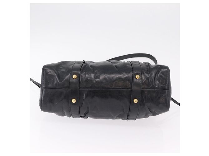 Bolsa de mão Miu Miu em couro 2way Preta Dourada Auth 167738SAM Preto Dourado - vista 6