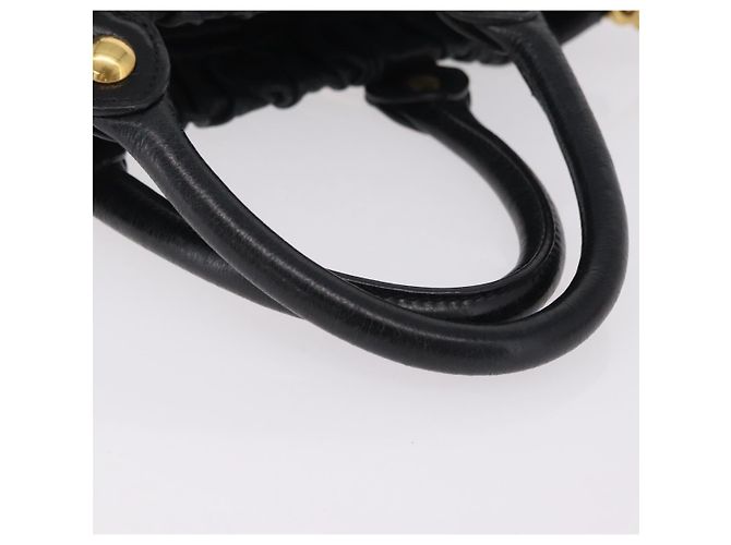 Bolsa de mão Miu Miu em couro 2way Preta Dourada Auth 167738SAM Preto Dourado - vista 8
