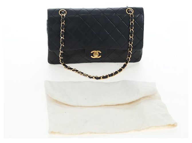 Borsa a tracolla CHANEL Chain Matelasse25 Lamb Skin Black Gold CC Auth BA16028SAV Nero D'oro - vista 12