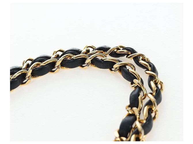Borsa a tracolla CHANEL Chain Matelasse25 Lamb Skin Black Gold CC Auth BA16028SAV Nero D'oro - vista 14