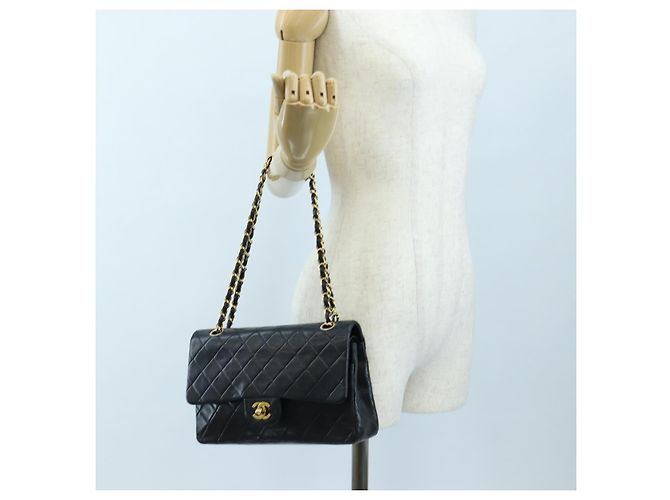 Borsa a tracolla CHANEL Chain Matelasse25 Lamb Skin Black Gold CC Auth BA16028SAV Nero D'oro - vista 30