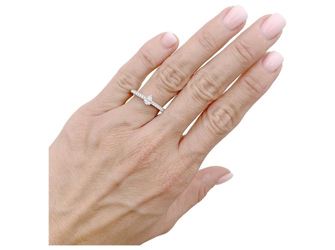 Anillo Chaumet "Triomphe de Chaumet", platino, diamantes. - vista 6