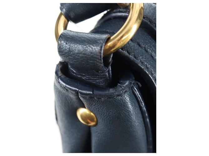 Borsa a tracolla Miu Miu Turn Lock in pelle 2way Navy Gold Auth am12764V D'oro Blu navy - vista 10