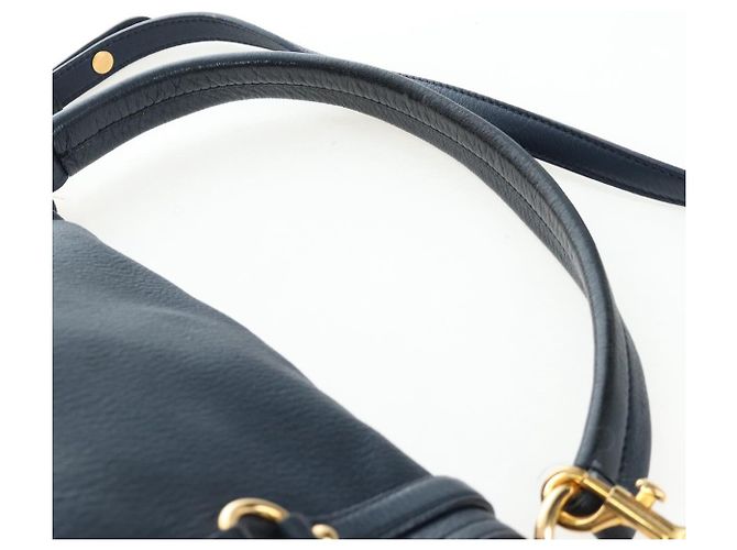 Borsa a tracolla Miu Miu Turn Lock in pelle 2way Navy Gold Auth am12764V D'oro Blu navy - vista 14