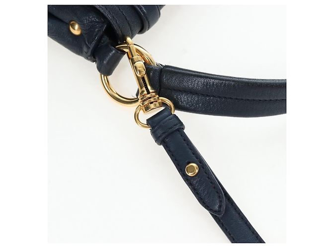 Borsa a tracolla Miu Miu Turn Lock in pelle 2way Navy Gold Auth am12764V D'oro Blu navy - vista 15