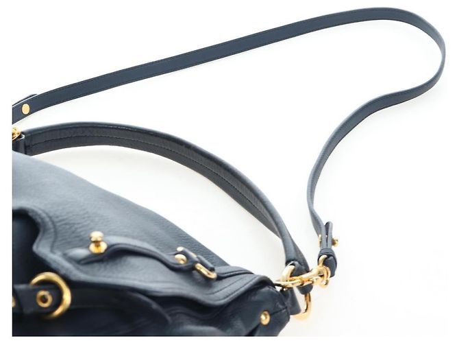 Borsa a tracolla Miu Miu Turn Lock in pelle 2way Navy Gold Auth am12764V D'oro Blu navy - vista 16