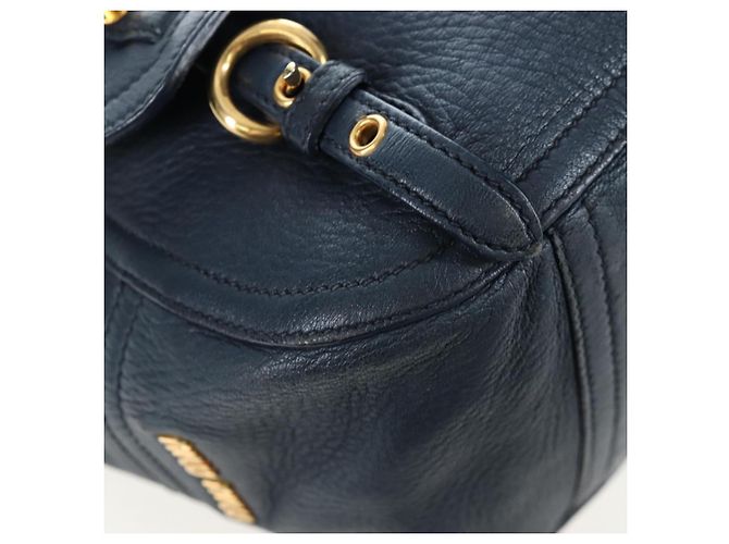 Borsa a tracolla Miu Miu Turn Lock in pelle 2way Navy Gold Auth am12764V D'oro Blu navy - vista 17