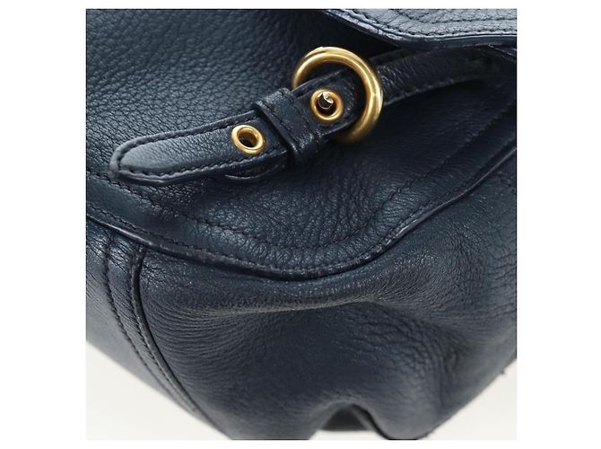 Borsa a tracolla Miu Miu Turn Lock in pelle 2way Navy Gold Auth am12764V D'oro Blu navy - vista 18