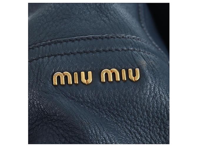 Borsa a tracolla Miu Miu Turn Lock in pelle 2way Navy Gold Auth am12764V D'oro Blu navy - vista 21