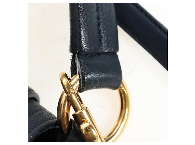 Borsa a tracolla Miu Miu Turn Lock in pelle 2way Navy Gold Auth am12764V D'oro Blu navy - vista 22
