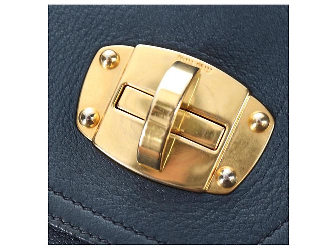 Borsa a tracolla Miu Miu Turn Lock in pelle 2way Navy Gold Auth am12764V D'oro Blu navy - vista 23