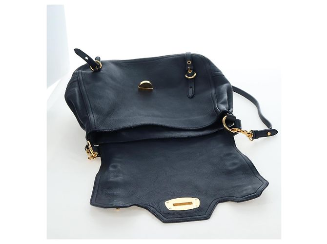 Borsa a tracolla Miu Miu Turn Lock in pelle 2way Navy Gold Auth am12764V D'oro Blu navy - vista 24