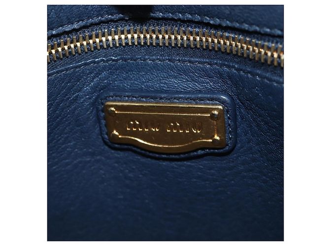Borsa a tracolla Miu Miu Turn Lock in pelle 2way Navy Gold Auth am12764V D'oro Blu navy - vista 25