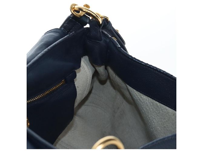 Borsa a tracolla Miu Miu Turn Lock in pelle 2way Navy Gold Auth am12764V D'oro Blu navy - vista 26