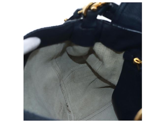 Borsa a tracolla Miu Miu Turn Lock in pelle 2way Navy Gold Auth am12764V D'oro Blu navy - vista 27