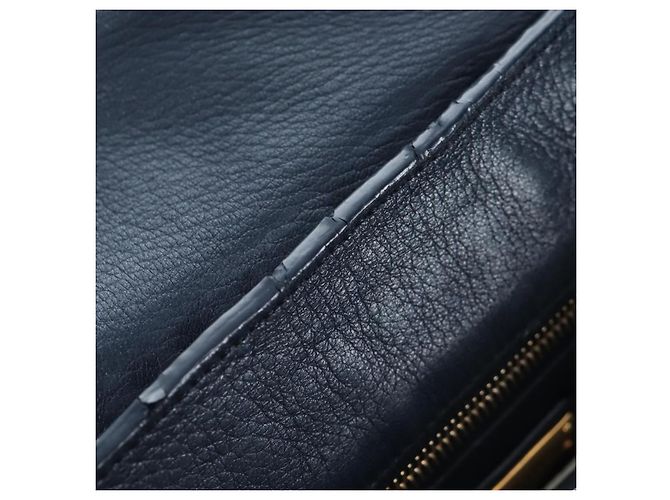 Borsa a tracolla Miu Miu Turn Lock in pelle 2way Navy Gold Auth am12764V D'oro Blu navy - vista 29