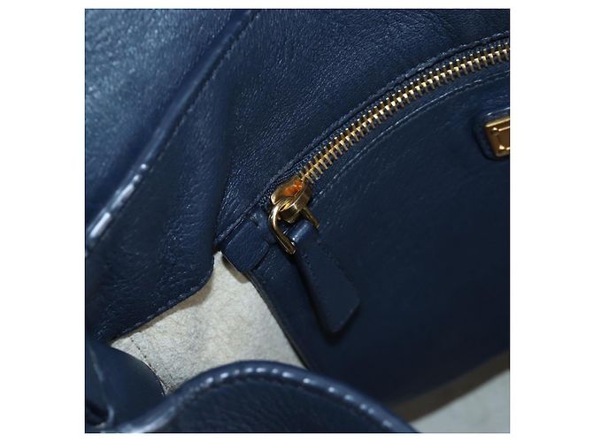 Borsa a tracolla Miu Miu Turn Lock in pelle 2way Navy Gold Auth am12764V D'oro Blu navy - vista 30