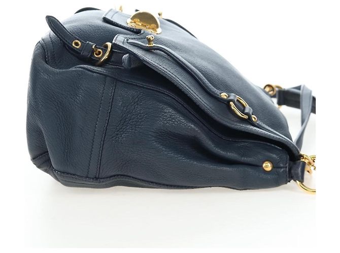 Borsa a tracolla Miu Miu Turn Lock in pelle 2way Navy Gold Auth am12764V D'oro Blu navy - vista 4
