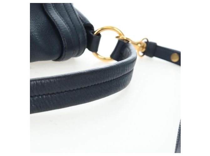 Borsa a tracolla Miu Miu Turn Lock in pelle 2way Navy Gold Auth am12764V D'oro Blu navy - vista 7