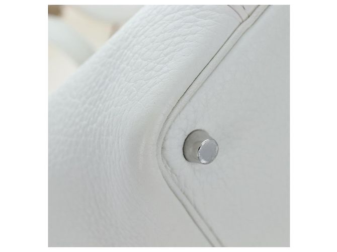 Hermès Borsa HERMES Picotan Lock PM Pelle Taurillon White Silver Auth 204895SAM Argento Bianco - vista 10