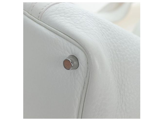 Hermès Borsa HERMES Picotan Lock PM Pelle Taurillon White Silver Auth 204895SAM Argento Bianco - vista 11