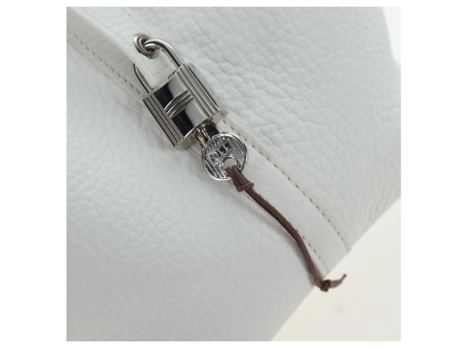 Hermès Borsa HERMES Picotan Lock PM Pelle Taurillon White Silver Auth 204895SAM Argento Bianco - vista 14