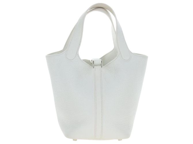 Hermès Borsa HERMES Picotan Lock PM Pelle Taurillon White Silver Auth 204895SAM Argento Bianco - vista 3