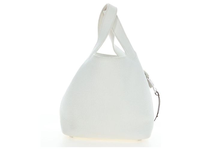 Hermès Borsa HERMES Picotan Lock PM Pelle Taurillon White Silver Auth 204895SAM Argento Bianco - vista 5