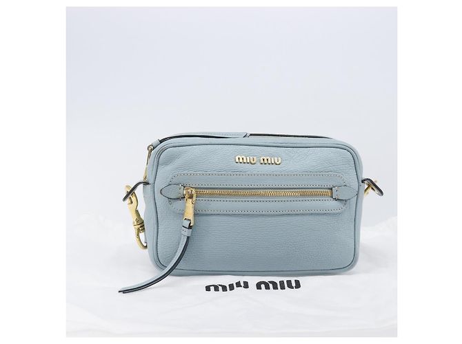 Borsa a tracolla Miu Miu Madras in pelle azzurro oro Auth BA15779 D'oro Blu chiaro - vista 12