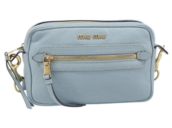 Borsa a tracolla Miu Miu Madras in pelle azzurro oro Auth BA15779 D'oro Blu chiaro - vista 13