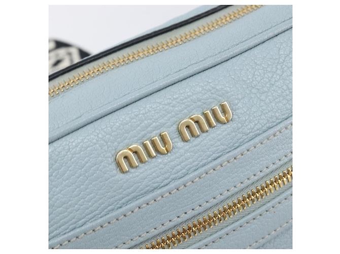 Borsa a tracolla Miu Miu Madras in pelle azzurro oro Auth BA15779 D'oro Blu chiaro - vista 20