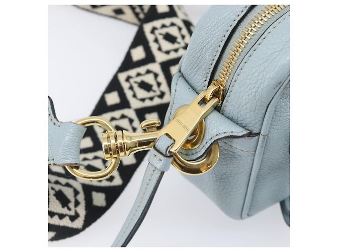Borsa a tracolla Miu Miu Madras in pelle azzurro oro Auth BA15779 D'oro Blu chiaro - vista 21