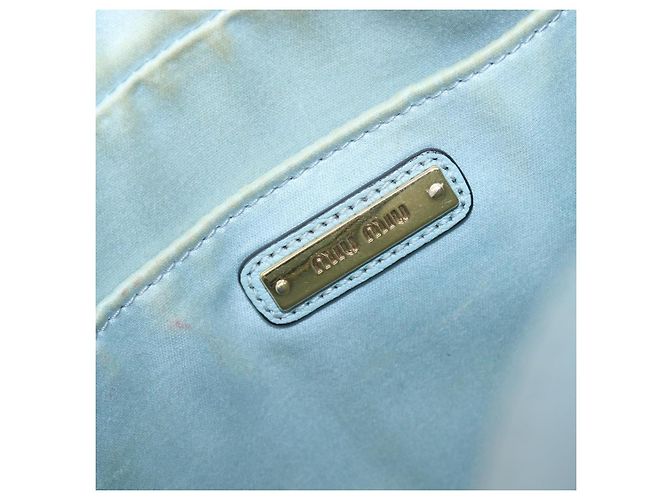 Borsa a tracolla Miu Miu Madras in pelle azzurro oro Auth BA15779 D'oro Blu chiaro - vista 23