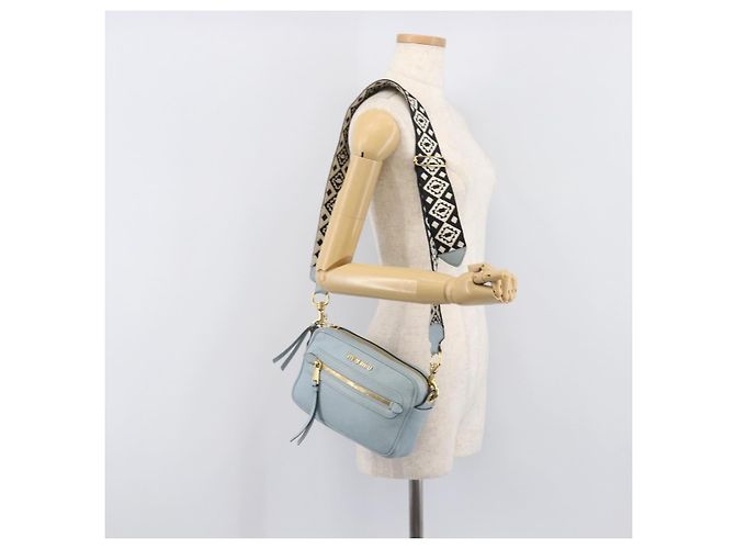 Borsa a tracolla Miu Miu Madras in pelle azzurro oro Auth BA15779 D'oro Blu chiaro - vista 28