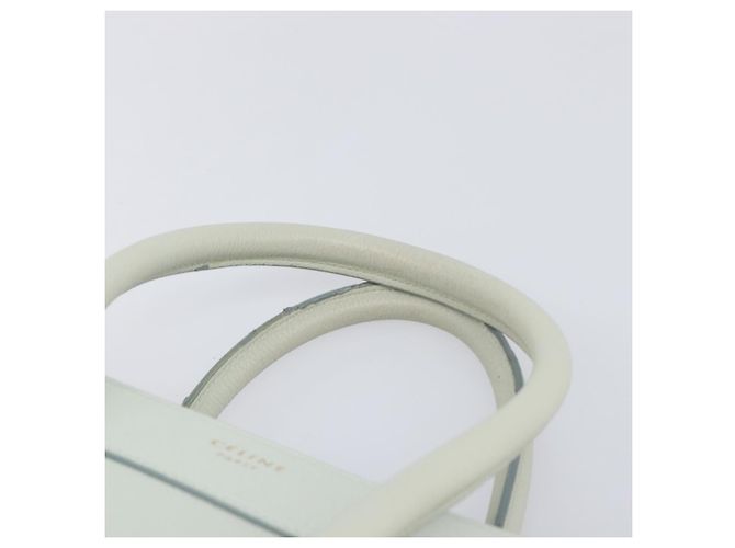 Céline Borsa a mano CELINE Luggage Micro Shopper in pelle Ivory Gold Tone Auth LN053V Crudo - vista 14