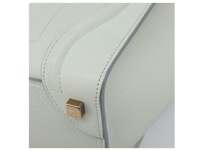 Céline Borsa a mano CELINE Luggage Micro Shopper in pelle Ivory Gold Tone Auth LN053V Crudo - vista 15