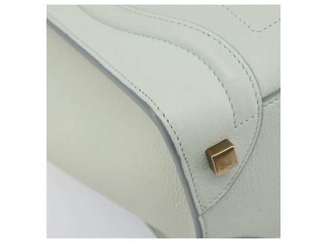 Céline Borsa a mano CELINE Luggage Micro Shopper in pelle Ivory Gold Tone Auth LN053V Crudo - vista 16
